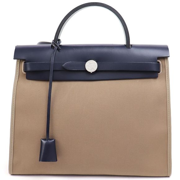 Hermes Yale Bag Zip PM Tote Bag Navy 2WAY Shoulder Bag Handbag - Picture 1 of 15